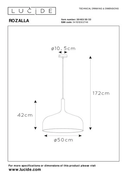 Lucide ROZALLA - Hanglamp - Ø 50 cm - 1xE27 - Groen - technisch